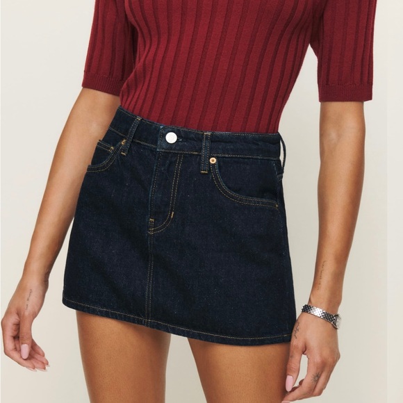 SOLD Reformation Hazel Low Rise Denim Mini Skirt - Picture 2 of 5